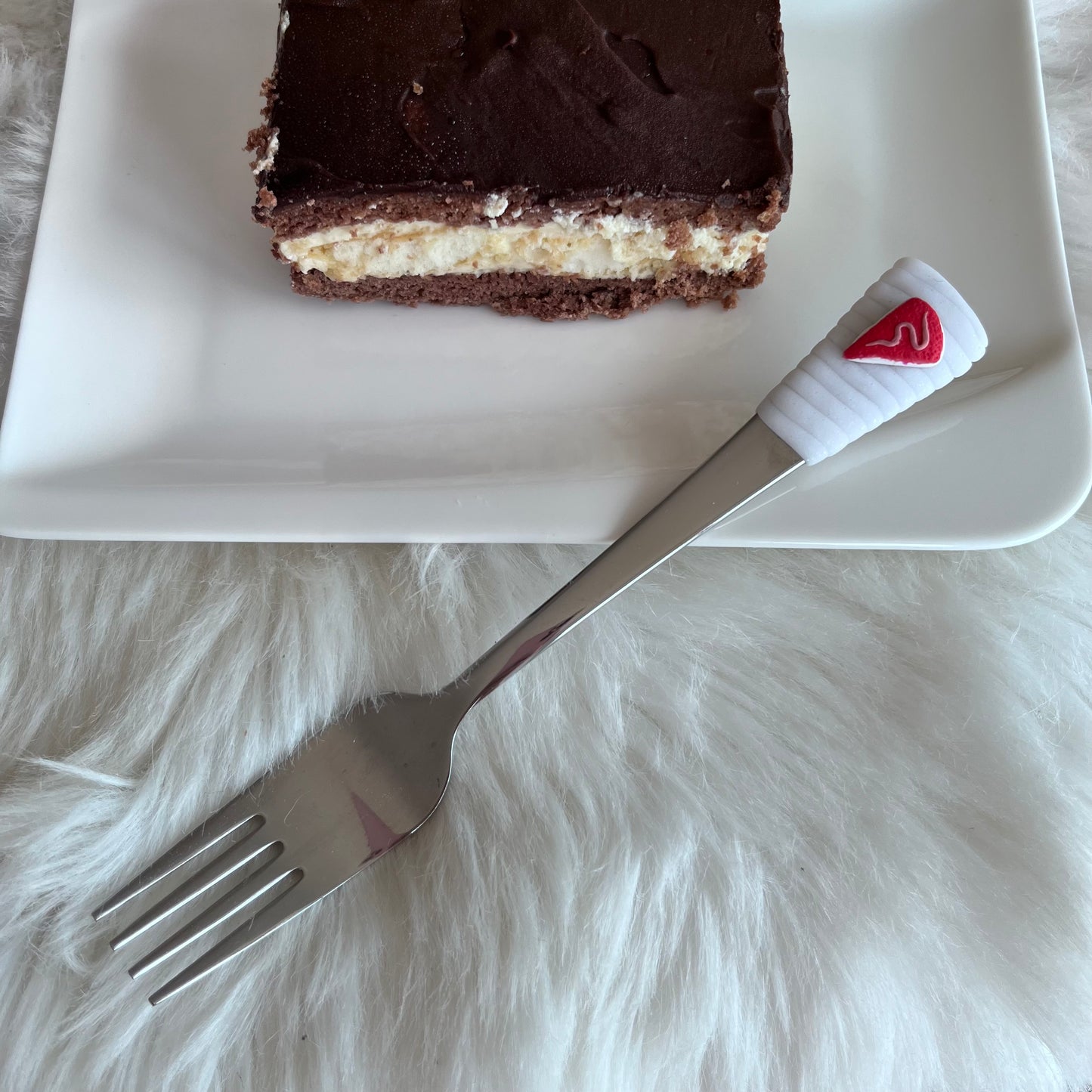 Dezertní/dětská vidlička s motivem dortu